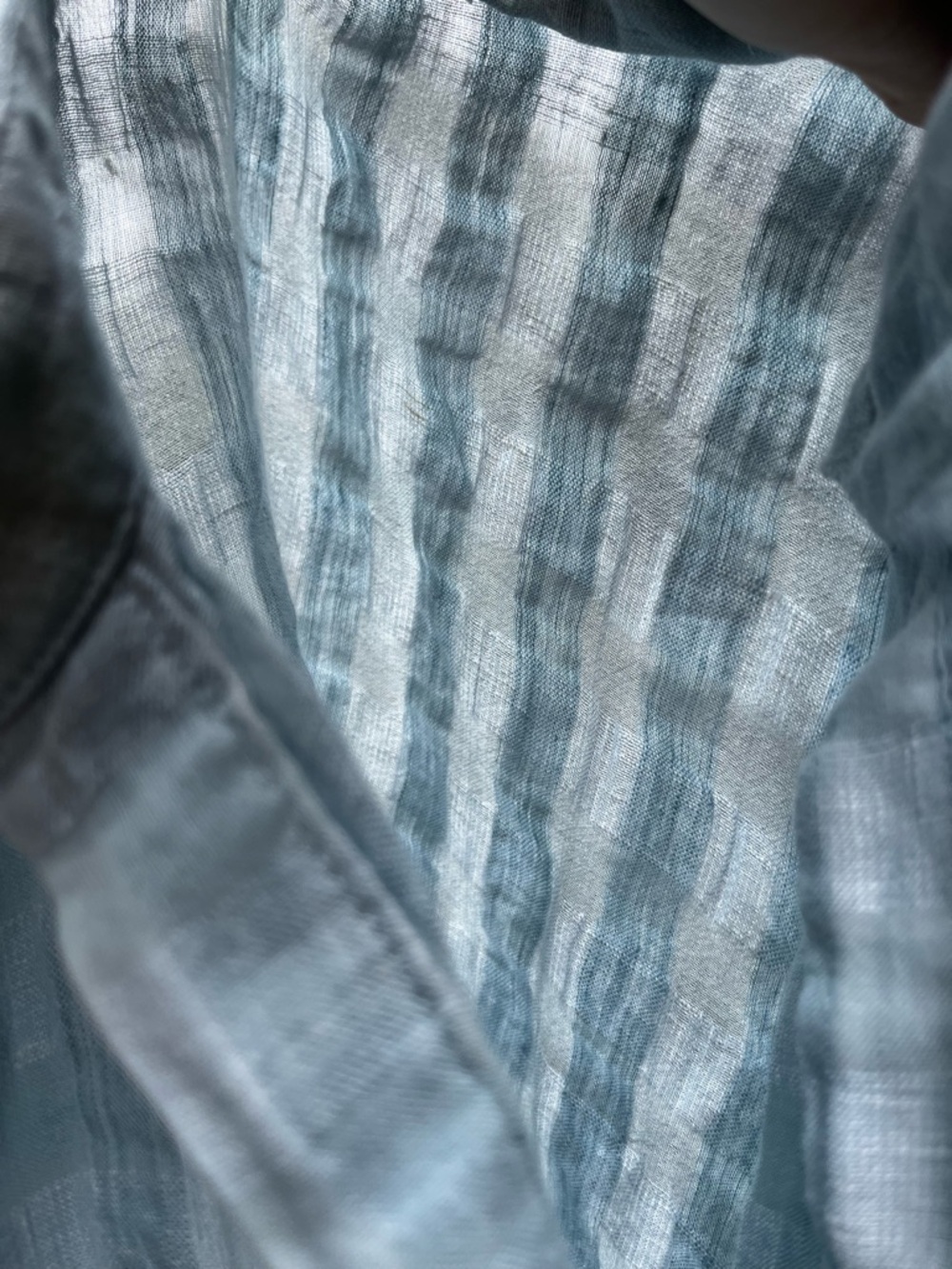 Poetry Light Blue Plaid Linen Cotton Blend Texured Jacquard Minimalist Blouse 8 - Picture 15 of 16